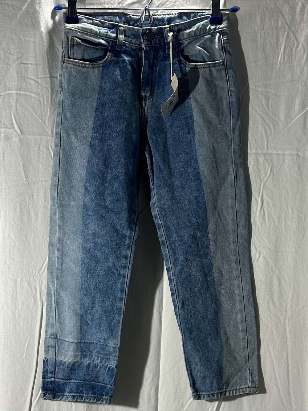 OFFCORSS Boyfriend Jeans Size 8 Girls Two-Tone Colorblock Denim - Picture 1 of 5